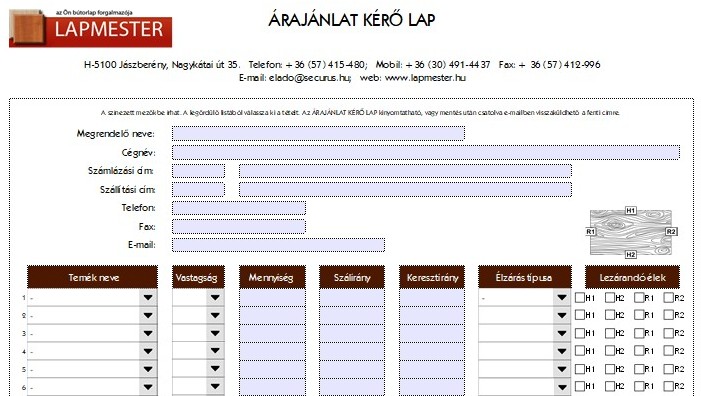 arajanlat kero lap